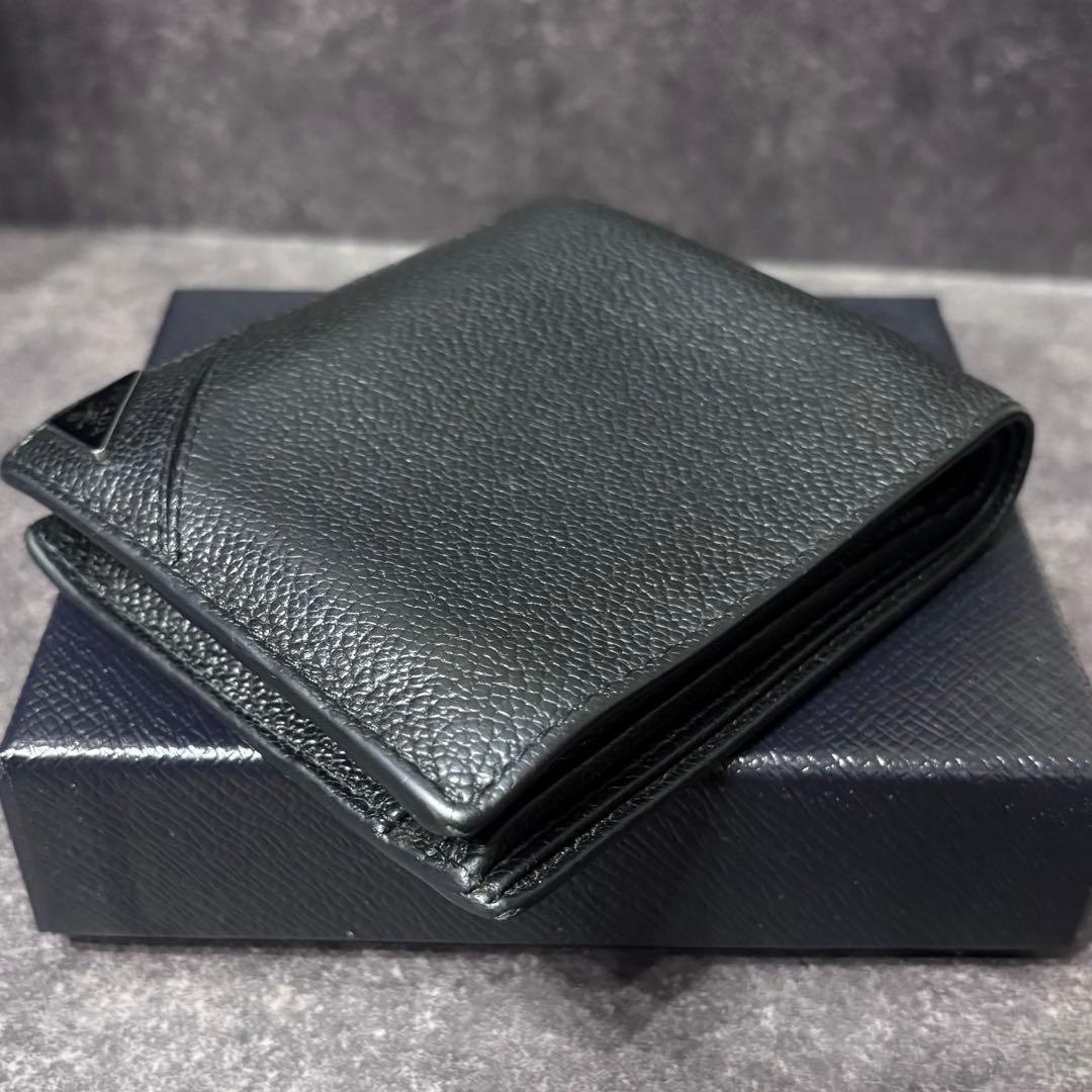 PRADA 二つ折り財布 ケース カード収納 三角ロゴ レザー ブラック
