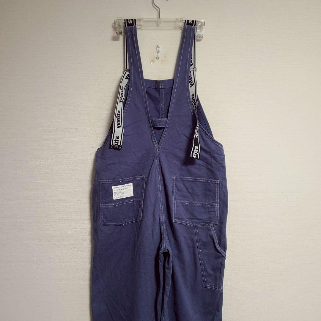 ステューシー STUSSY サロペット パンツ オーバーオール ロゴ テープ S