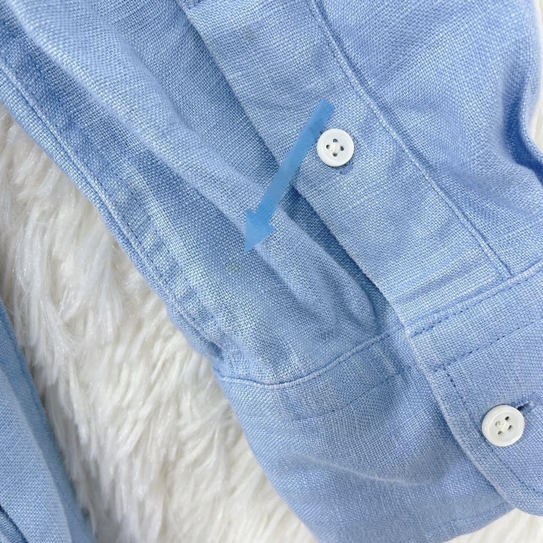 【ポロバイラルフローレン】長袖 シャツワンピース リネン100％ 6(S相当)