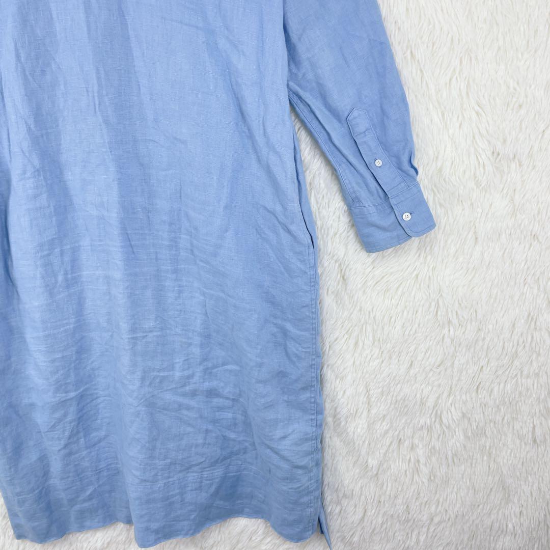 【ポロバイラルフローレン】長袖 シャツワンピース リネン100％ 6(S相当)