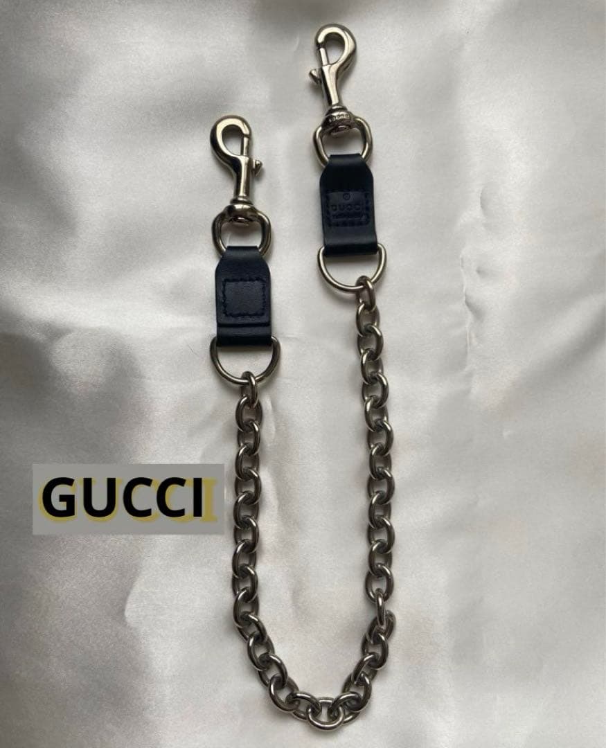 GUCCI ウォレットチェーン シルバー ブラック✨週末セール