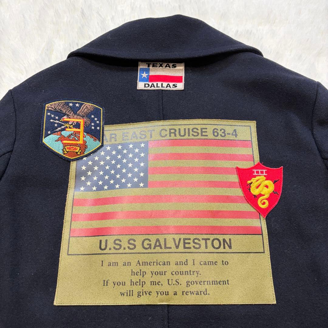 【美品】AVIREX ピーコート ワッペン トップガン メルトン ネイビー L