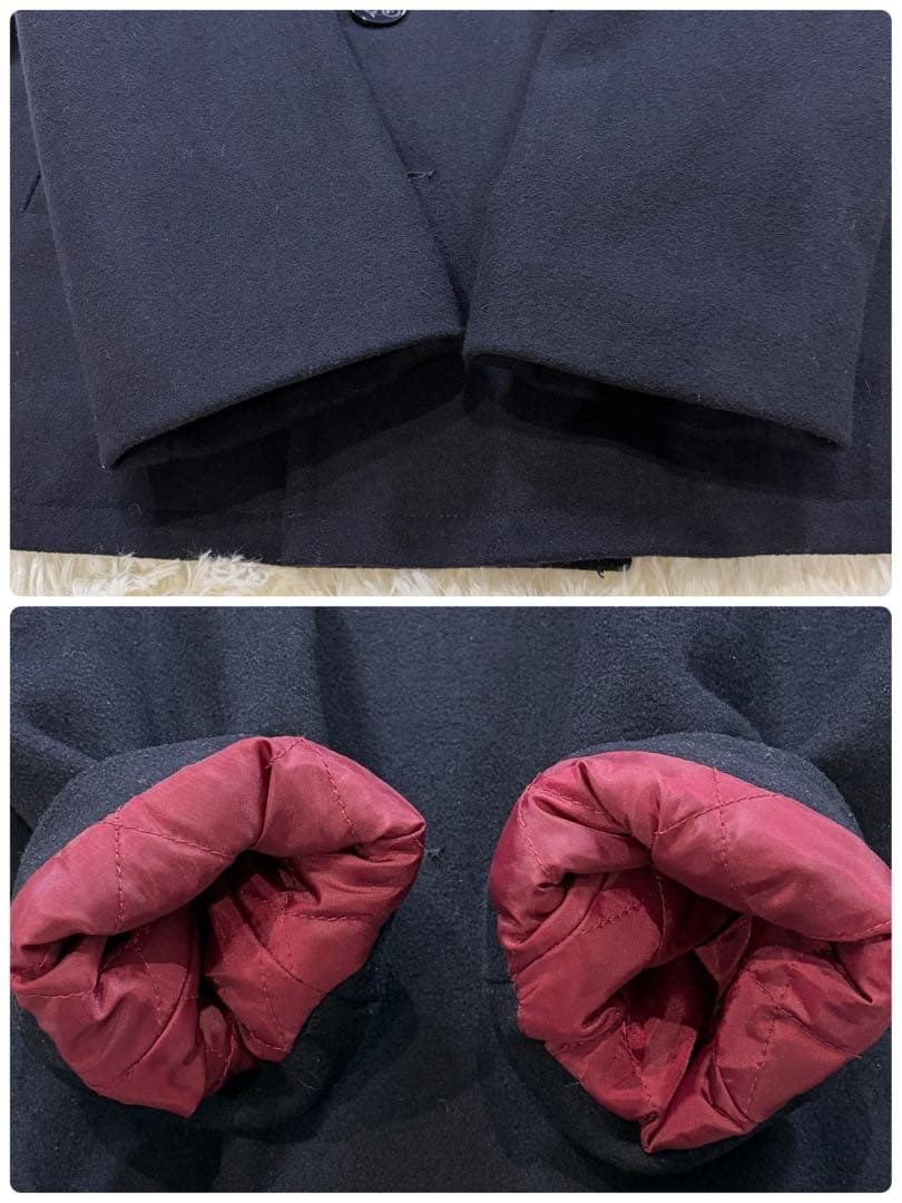 【美品】AVIREX ピーコート ワッペン トップガン メルトン ネイビー L