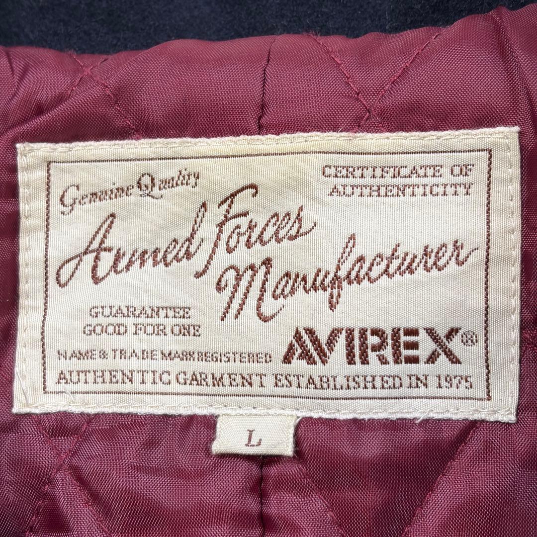 【美品】AVIREX ピーコート ワッペン トップガン メルトン ネイビー L