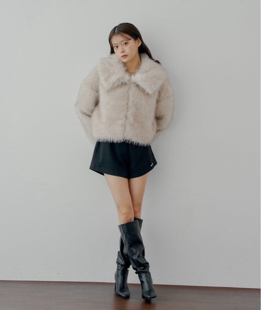 Chico ファーショートコート ベージュ