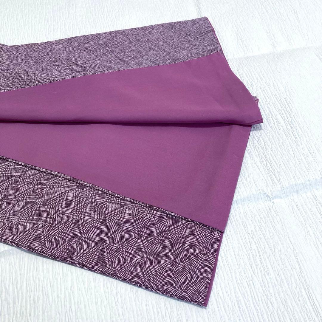 【良品✨】東レシルック　洗える着物　江戸小紋　三役　鮫小紋　古代紫色　袷　C4