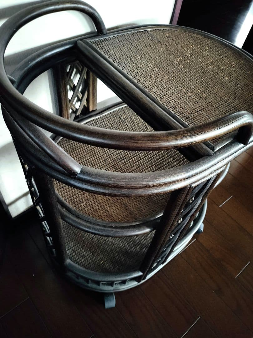 籐家具　3段キャスター付きカート　アンティーク