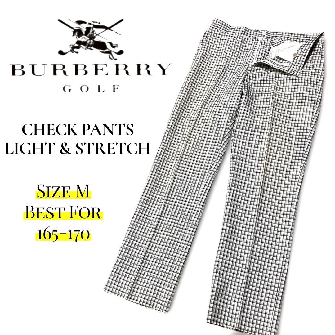 美品　ゴルフ　パンツ　BURBERRY チェック柄　ストレッチ スラックス 春夏