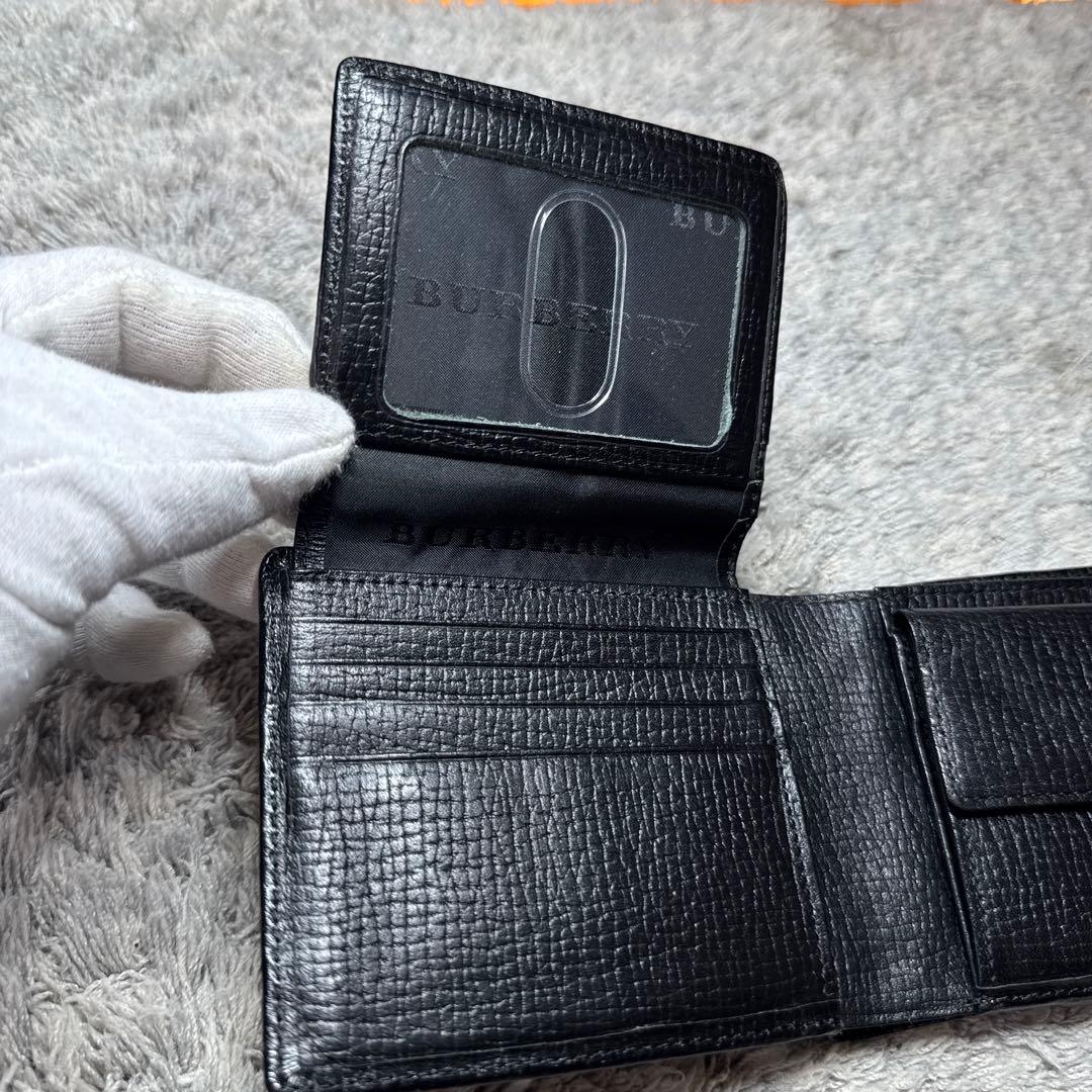 BURBERRY バーバリー 二つ折り財布 レザー ブラック ノバチェック