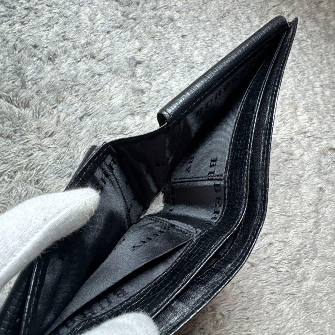 BURBERRY バーバリー 二つ折り財布 レザー ブラック ノバチェック