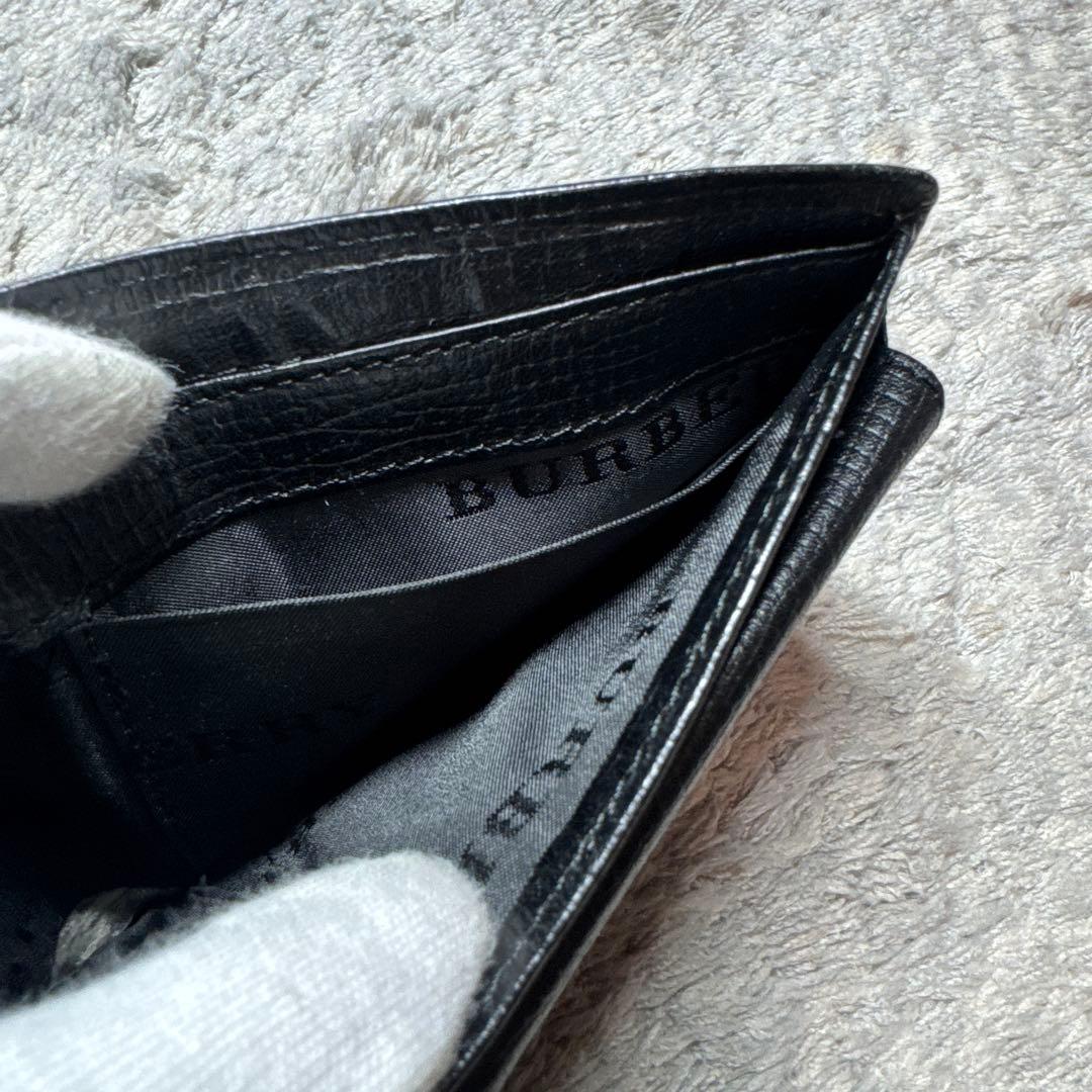 BURBERRY バーバリー 二つ折り財布 レザー ブラック ノバチェック