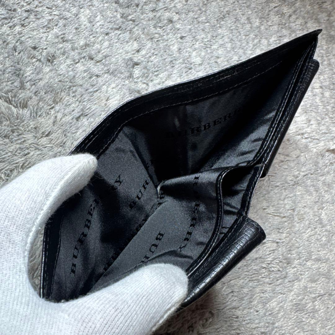 BURBERRY バーバリー 二つ折り財布 レザー ブラック ノバチェック