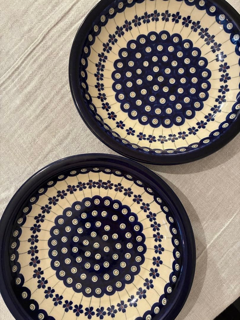 ポーリッシュポタリーポーランド陶器 22㎝2枚セット/Bolesławiec