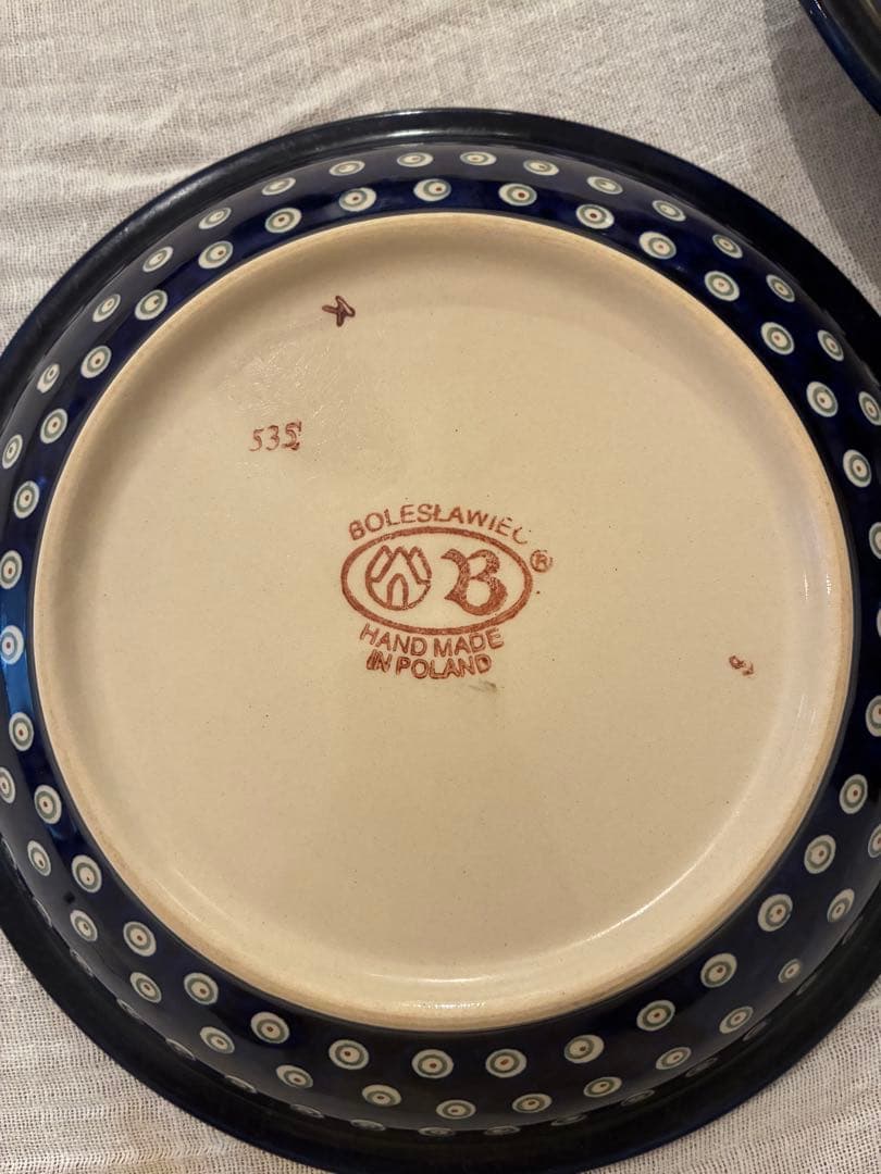 ポーリッシュポタリーポーランド陶器 22㎝2枚セット/Bolesławiec