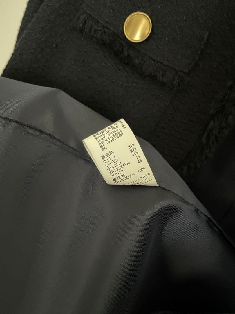 グリーンレーベルリラクシングツイードポケット ノーカラージャケットネイビー36