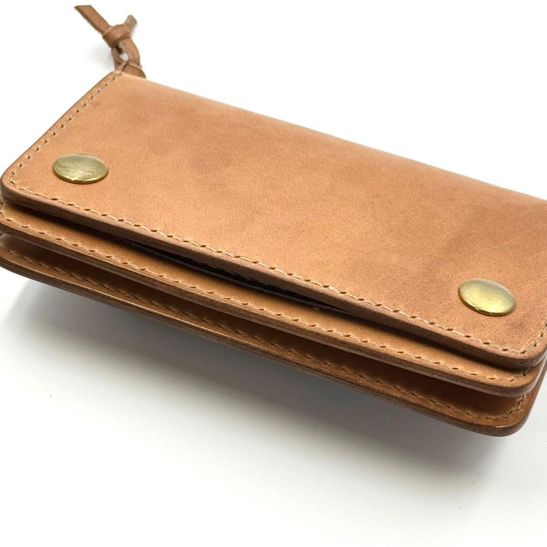 ミドルトラッカーウォレット(ナチュラルサドルレザー　タロンジッパー　真鍮製