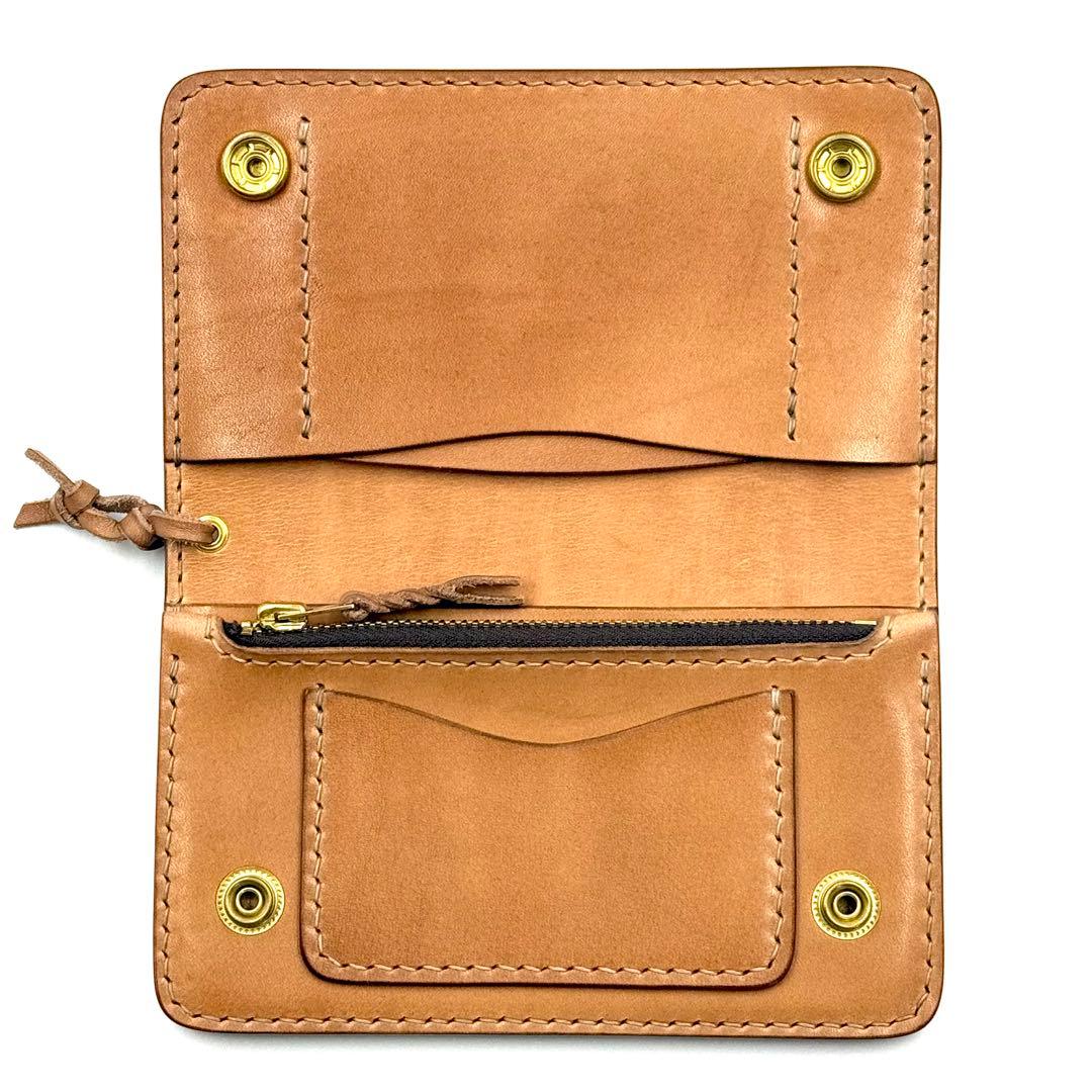 ミドルトラッカーウォレット(ナチュラルサドルレザー　タロンジッパー　真鍮製