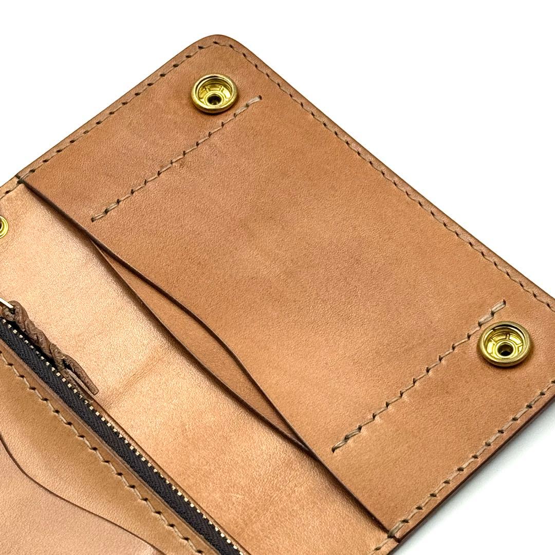 ミドルトラッカーウォレット(ナチュラルサドルレザー　タロンジッパー　真鍮製