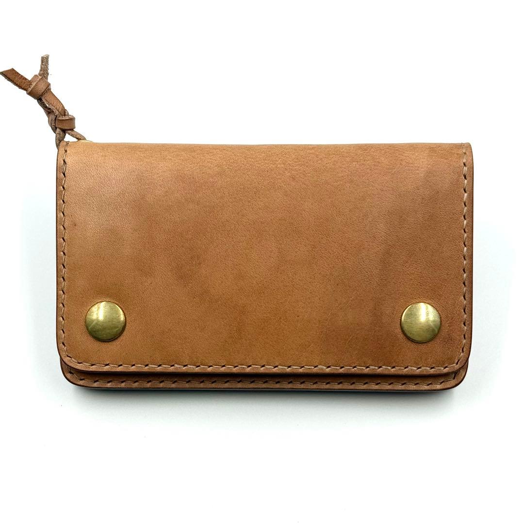 ミドルトラッカーウォレット(ナチュラルサドルレザー　タロンジッパー　真鍮製