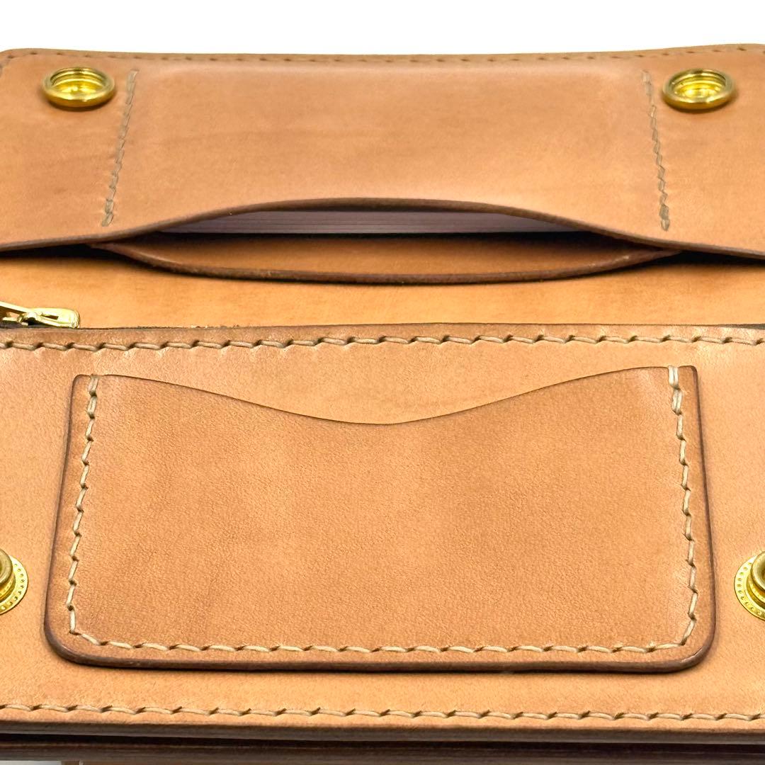 ミドルトラッカーウォレット(ナチュラルサドルレザー　タロンジッパー　真鍮製