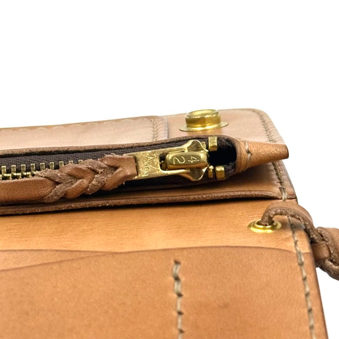 ミドルトラッカーウォレット(ナチュラルサドルレザー　タロンジッパー　真鍮製