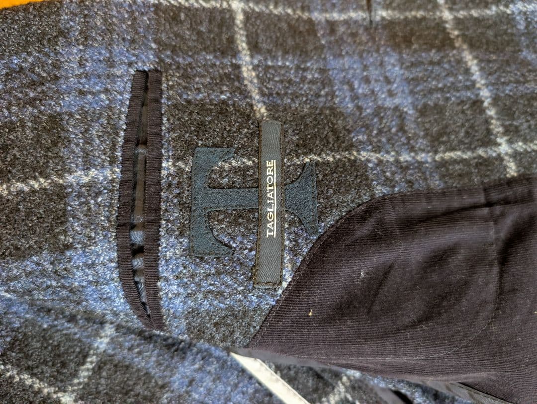 タリアトーレ　チェックジャケット　46　ネイビーブルーグレンチェック　ウール調