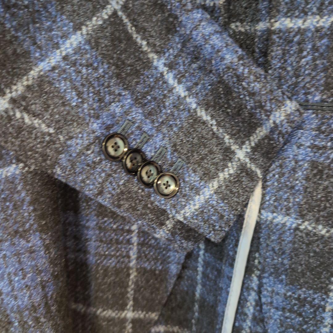 タリアトーレ　チェックジャケット　46　ネイビーブルーグレンチェック　ウール調