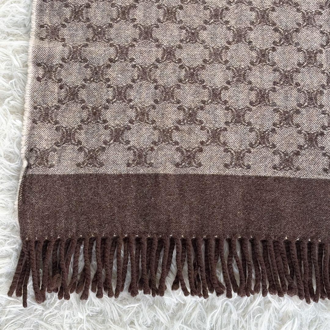 希少✨【CÉLINE】トリオンフ柄 ウール100%ひざ掛け ストール 総ロゴ柄