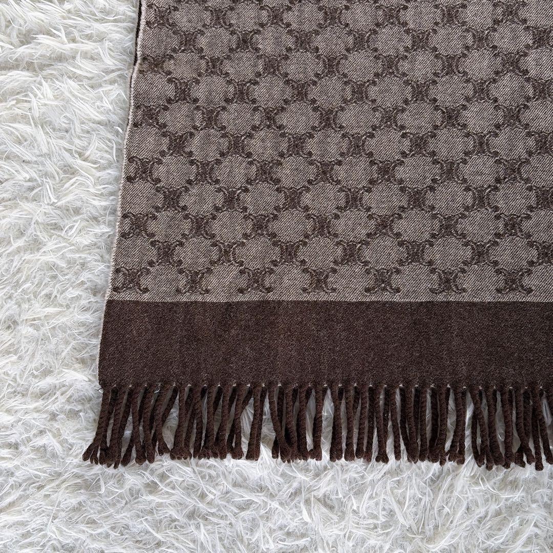 希少✨【CÉLINE】トリオンフ柄 ウール100%ひざ掛け ストール 総ロゴ柄