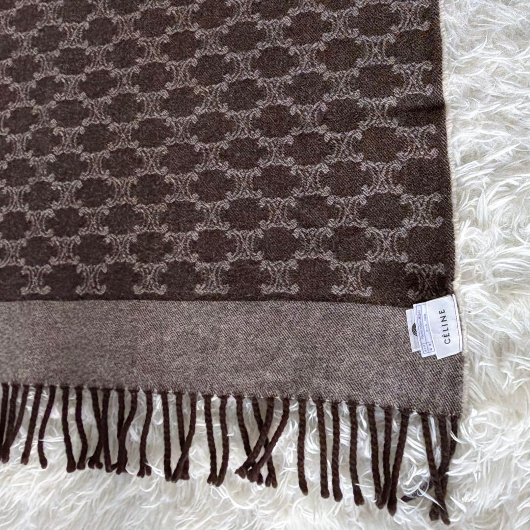 希少✨【CÉLINE】トリオンフ柄 ウール100%ひざ掛け ストール 総ロゴ柄