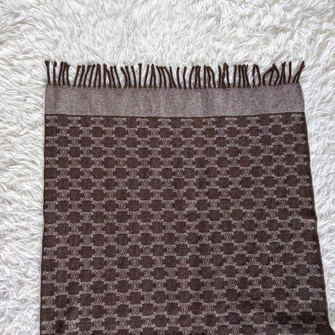 希少✨【CÉLINE】トリオンフ柄 ウール100%ひざ掛け ストール 総ロゴ柄