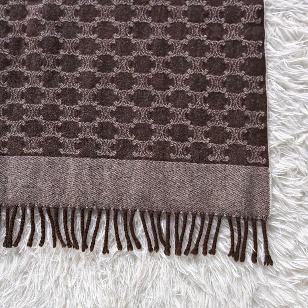 希少✨【CÉLINE】トリオンフ柄 ウール100%ひざ掛け ストール 総ロゴ柄