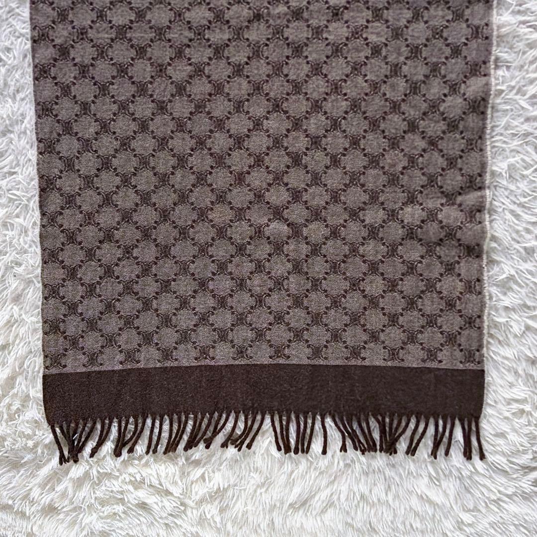 希少✨【CÉLINE】トリオンフ柄 ウール100%ひざ掛け ストール 総ロゴ柄