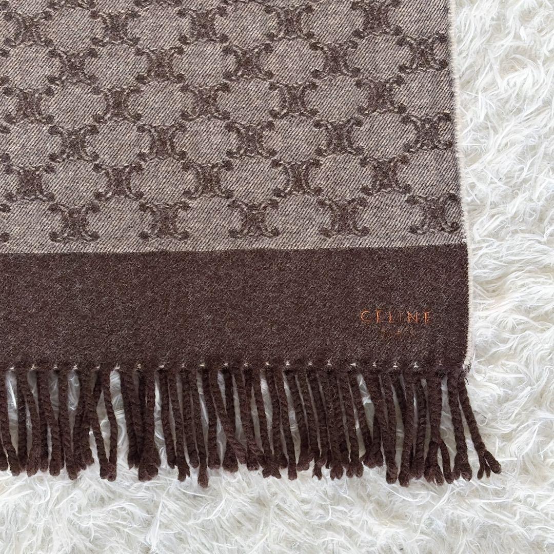 希少✨【CÉLINE】トリオンフ柄 ウール100%ひざ掛け ストール 総ロゴ柄