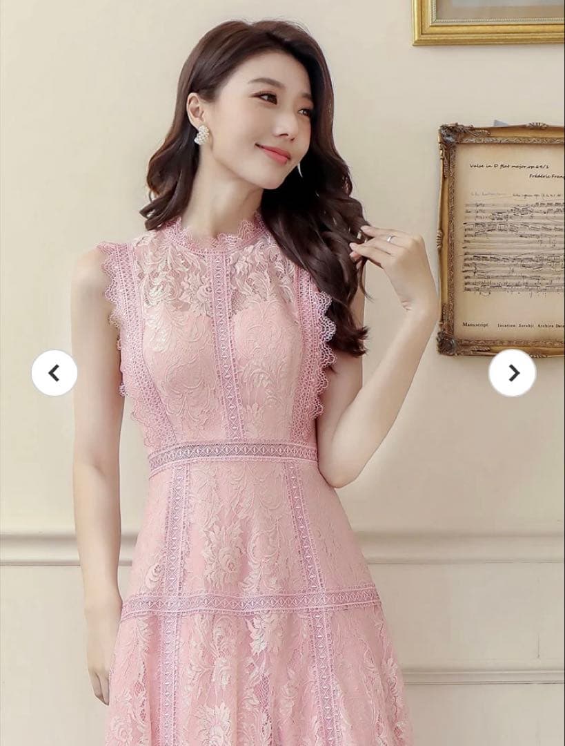 ERUKEI エルケイ ピンク レース ノースリーブ ロングドレス E2622