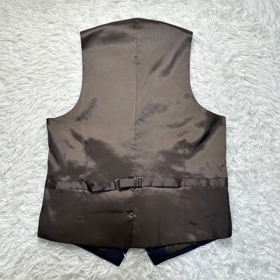 未使用級 スーツセレクト スリーピース ペンチェック ネイビー ウール混 Y6