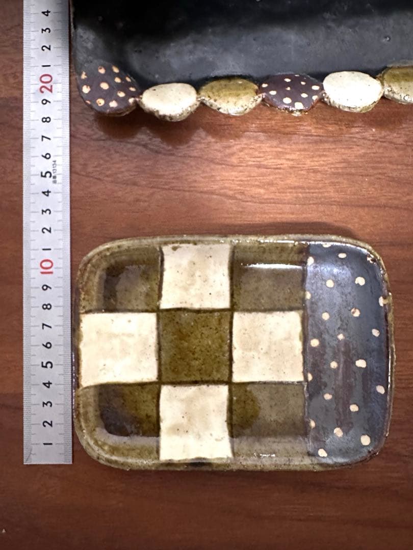 未使用あり阿部誠　大皿小中皿長皿マグカップゴブレットカップ笠間焼き7点セット