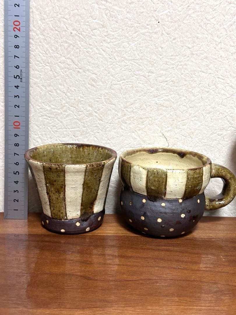 未使用あり阿部誠　大皿小中皿長皿マグカップゴブレットカップ笠間焼き7点セット