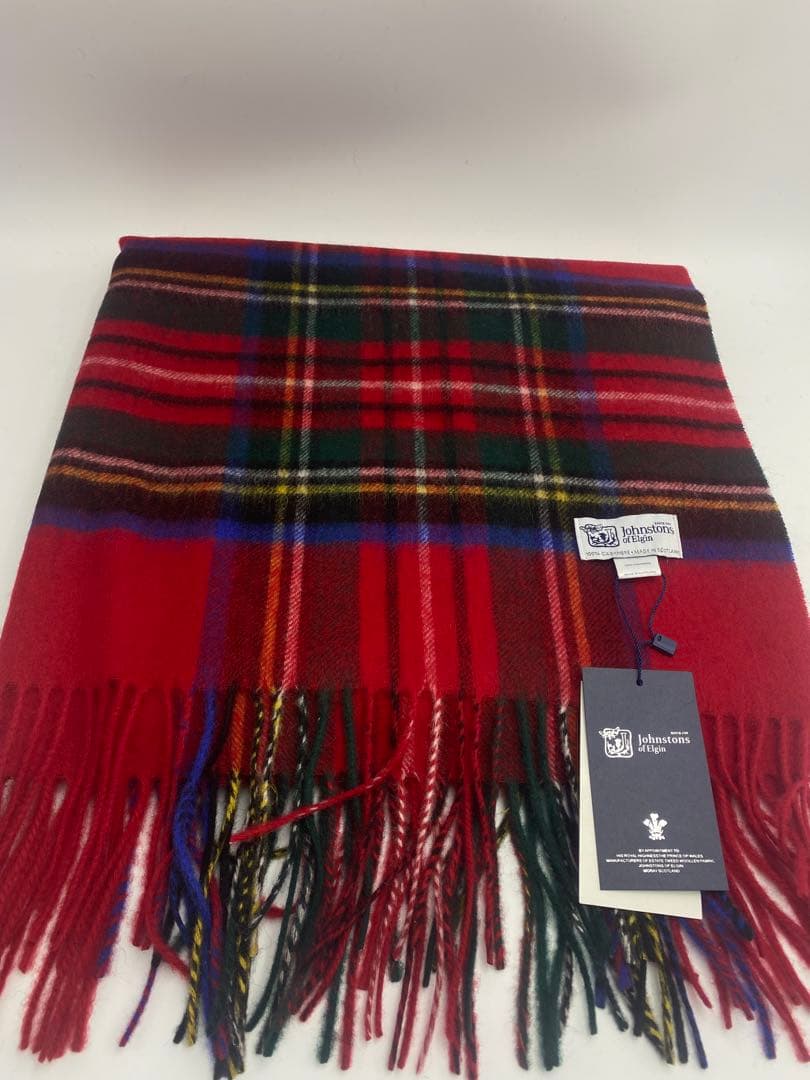 JOHNSTONS ジョンストンズ 大判チェックストール　レッドスチュワート