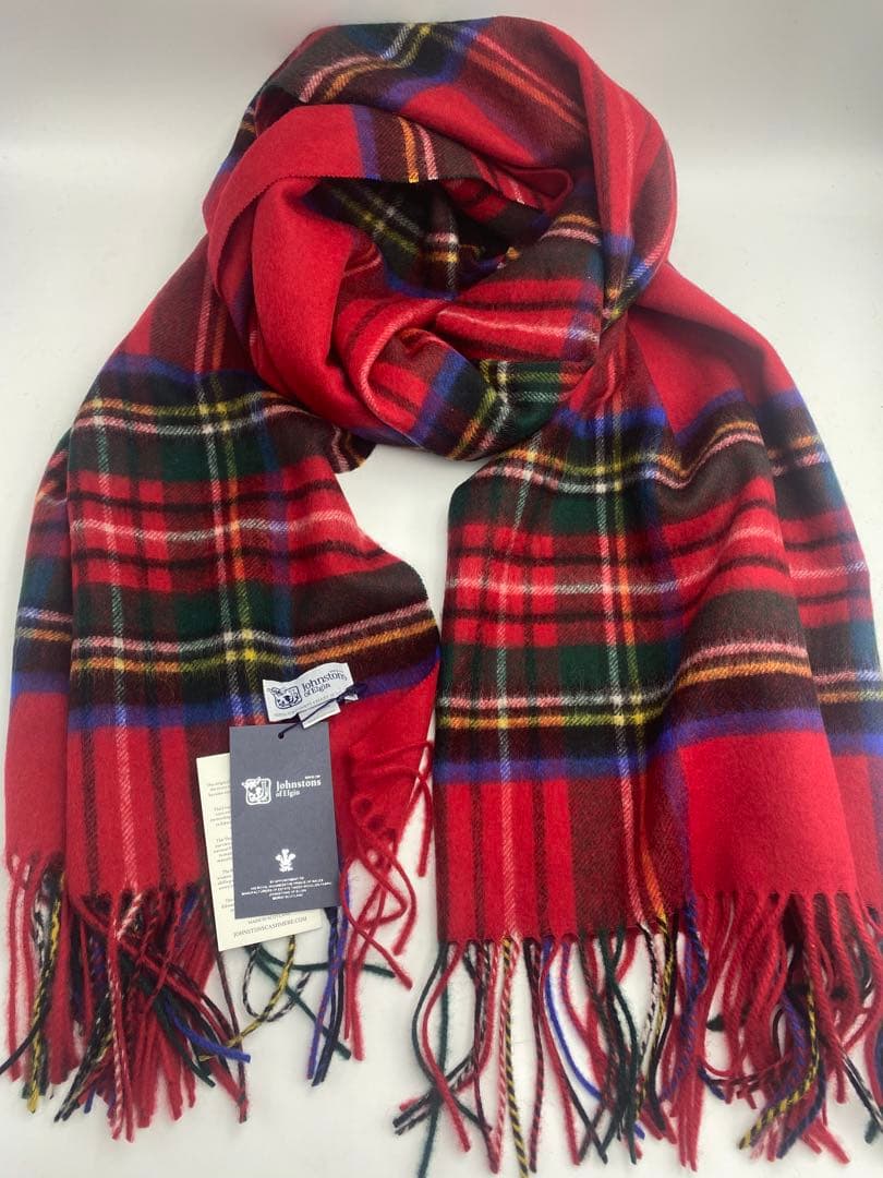 JOHNSTONS ジョンストンズ 大判チェックストール　レッドスチュワート