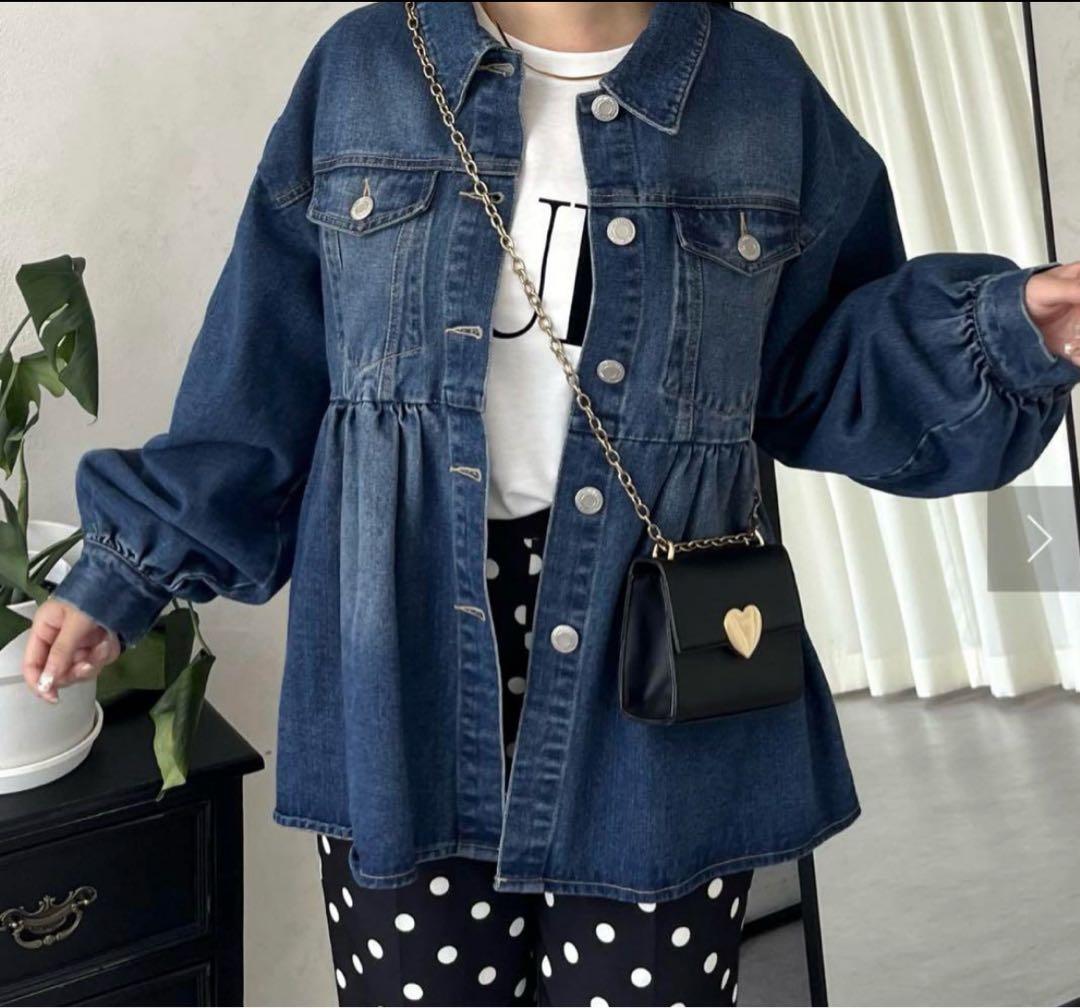 プロズヴェール　オーバーサイズギャザーペプラムデニムジャケット