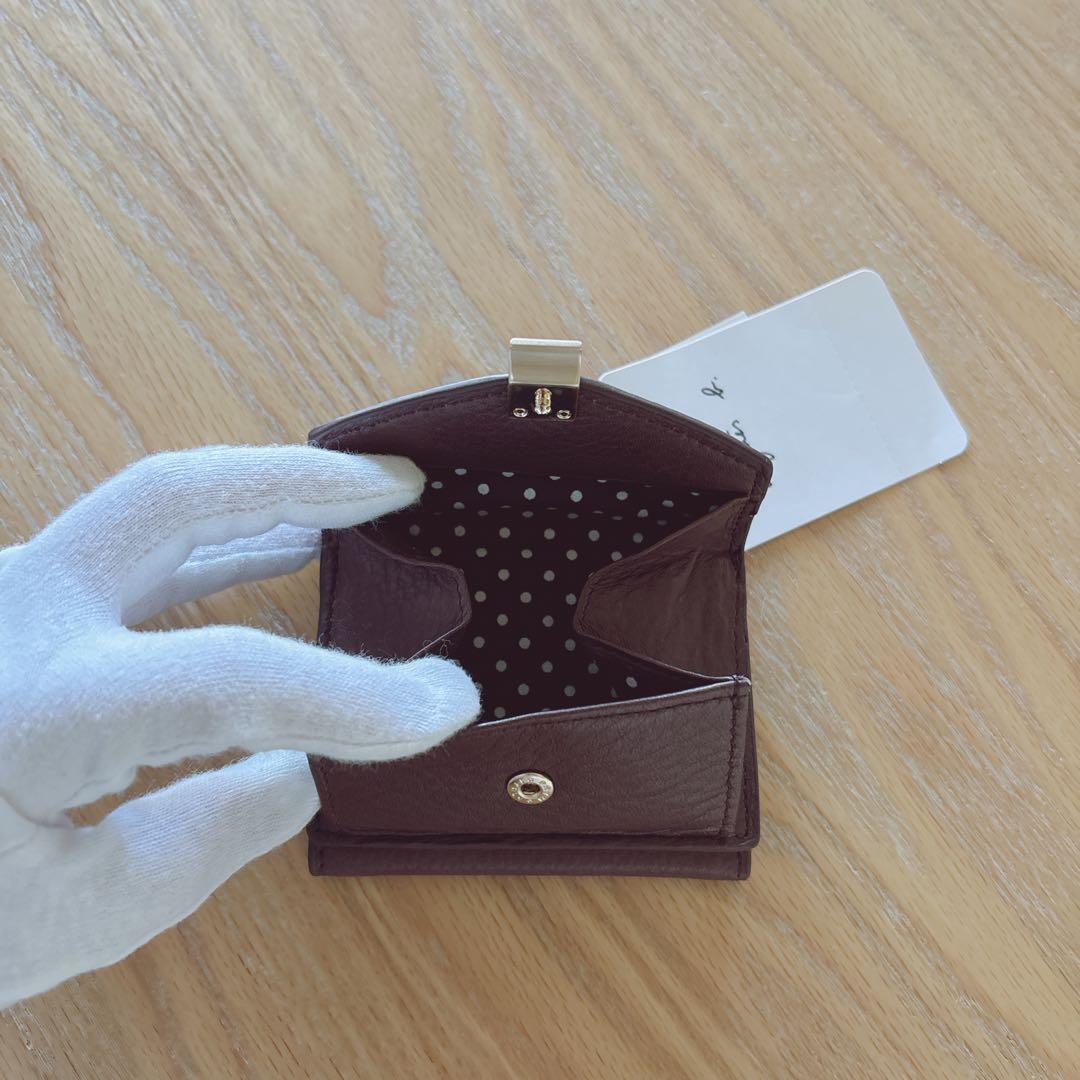 ●訳あり●アニエスベー ミニ財布 本革 ブラウン 茶 ミニウォレット 新品