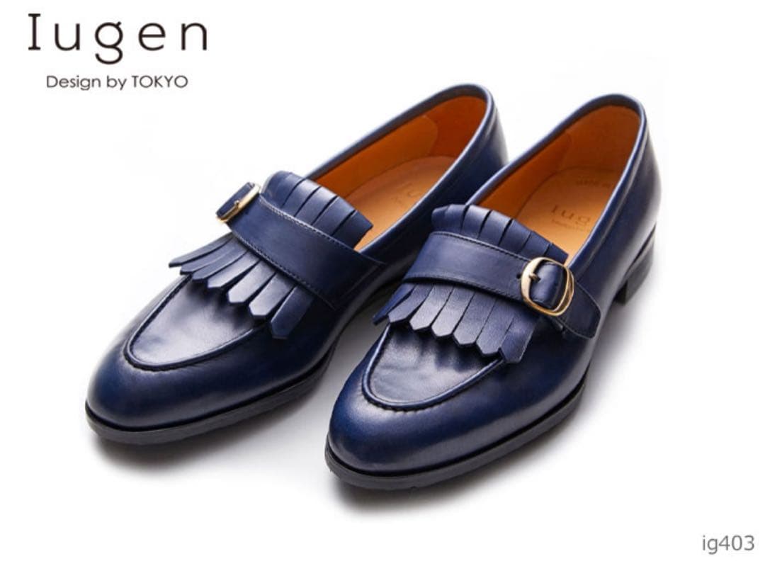 新品！定価4.4万Iugen ネイビー フリンジローファー