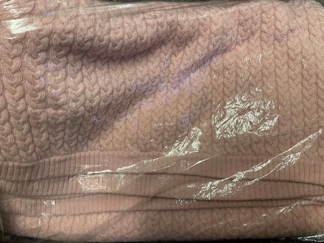 カシミヤ100% ニットブランケット　ピンク