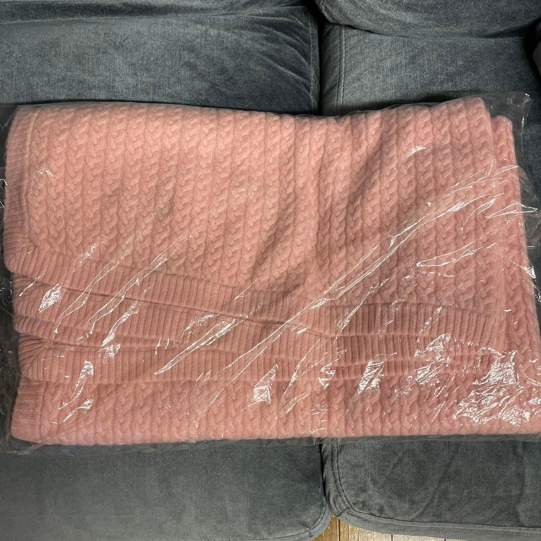 カシミヤ100% ニットブランケット　ピンク