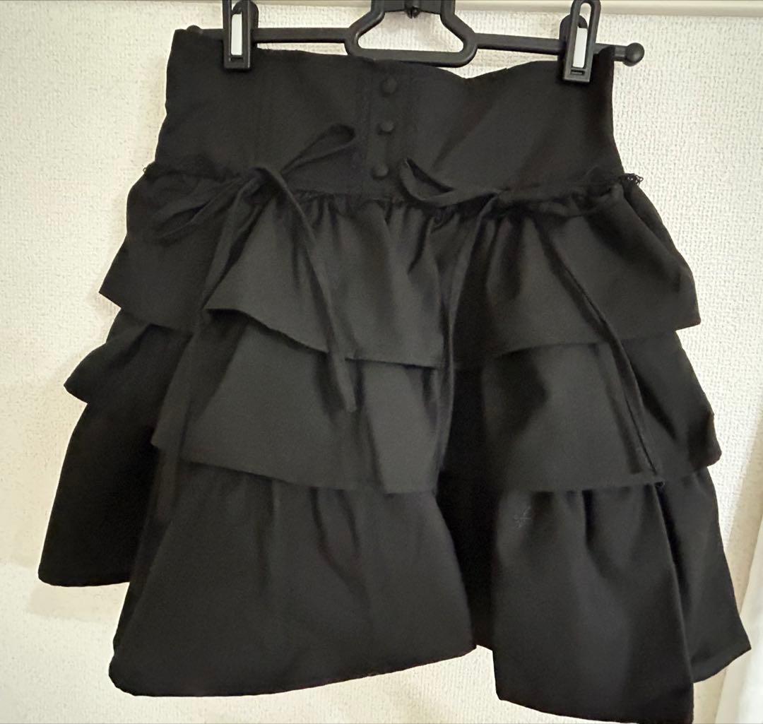 HONEY MEW ティアードフリルスカート　黒　ブラック　XS