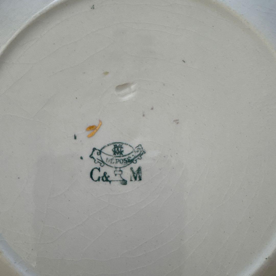 フランスアンティーク すずらん 金彩デザートプレート クレイユモントロー