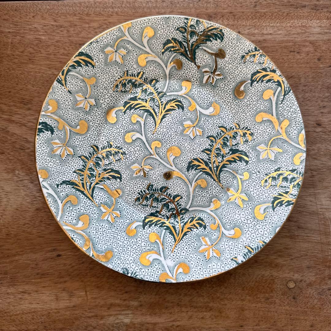 フランスアンティーク すずらん 金彩デザートプレート クレイユモントロー