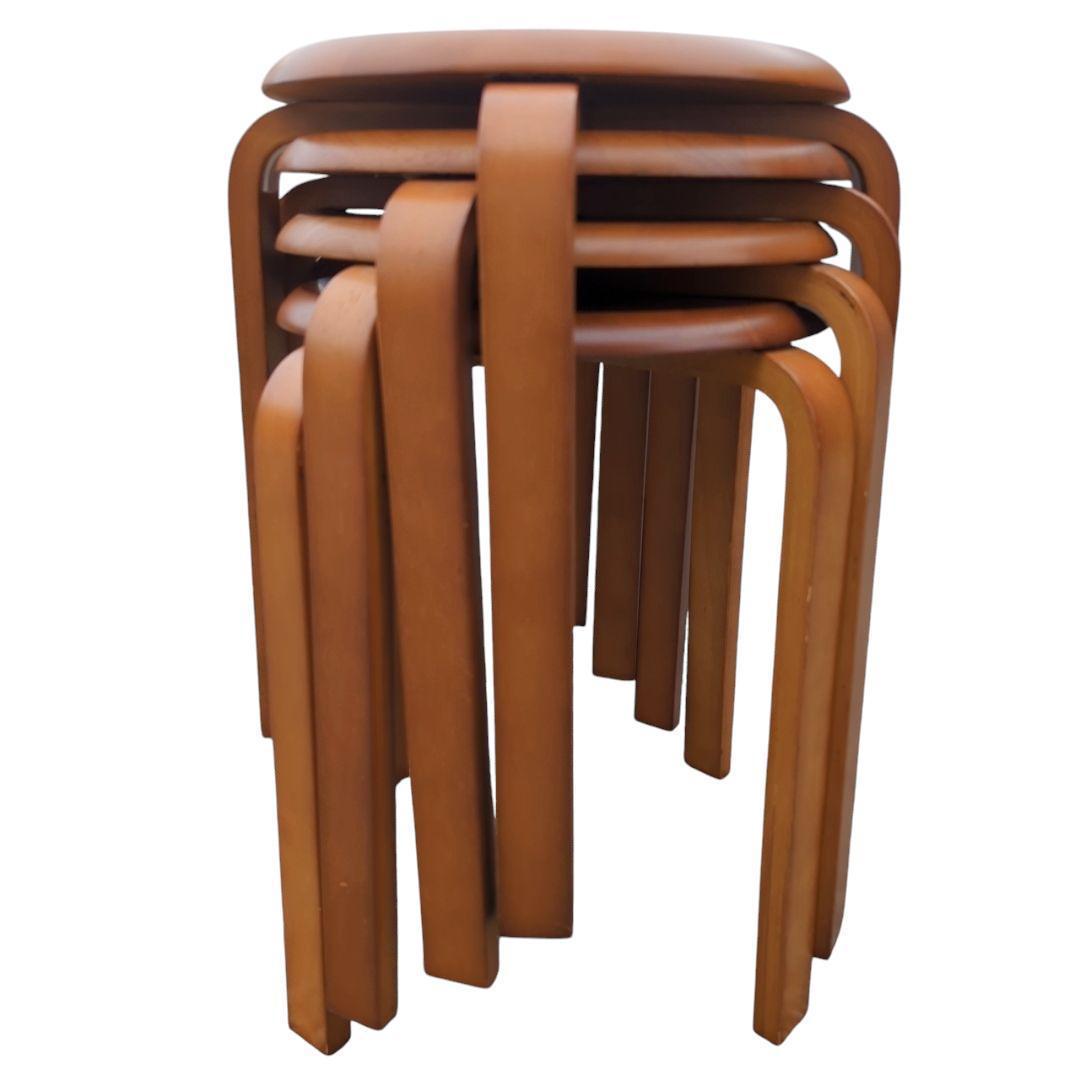 ウッドスツール 4脚セット 丸椅子 木製 スタッキング