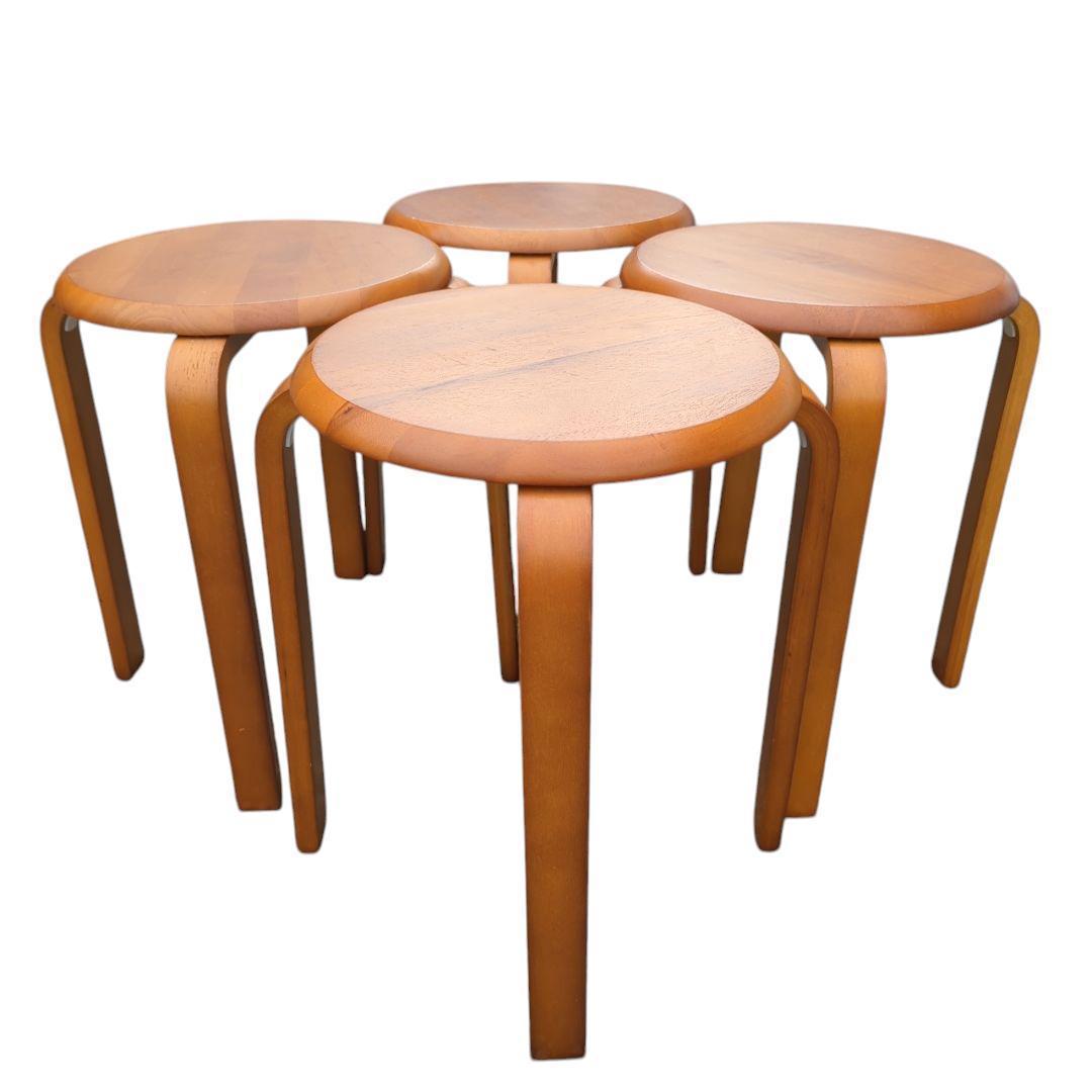 ウッドスツール 4脚セット 丸椅子 木製 スタッキング